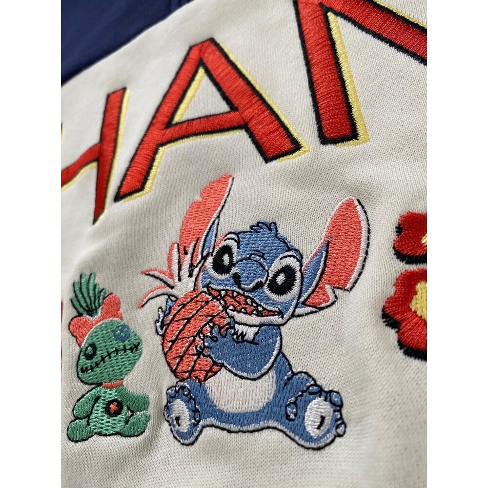 Disney Womens XL Stitch Quarter Zip Sweatshirt BoxLunch Exclusive Lilo Navy Blue - Picture 2 of 8